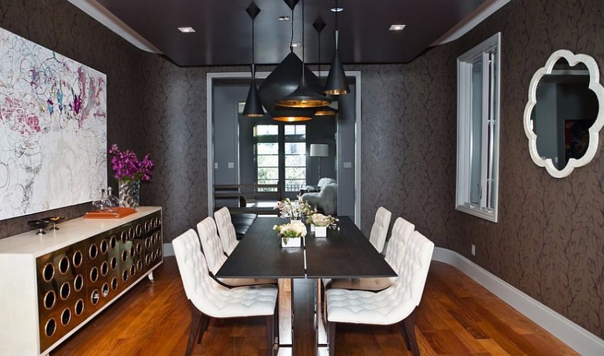 black dining room