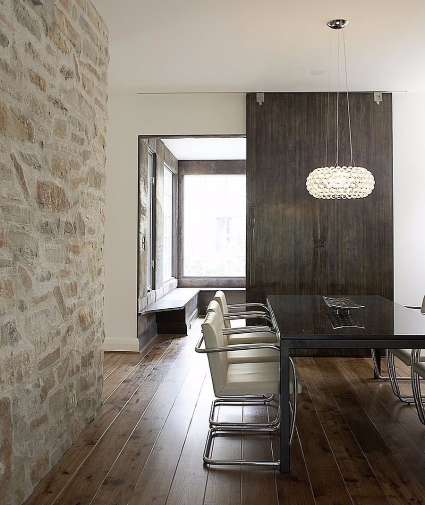 Striking Dining Rooms with Stone Walls