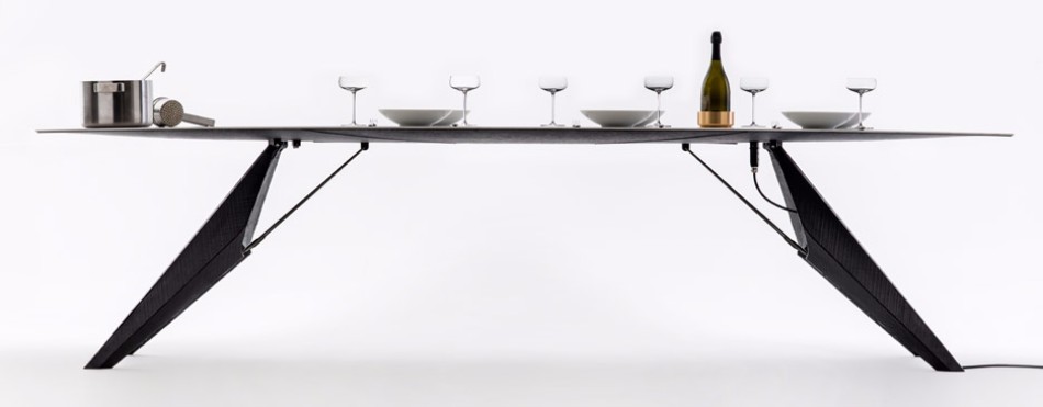 A Smart Modern Dining Table Cooks Food and Chills Drinks | www.bocadolobo.com #moderndiningtables #diningtables #exclusivedesign #productdesign #productdesigner #luxuryfurniture #diningroom #thediningroom #diningarea @moderndiningtables