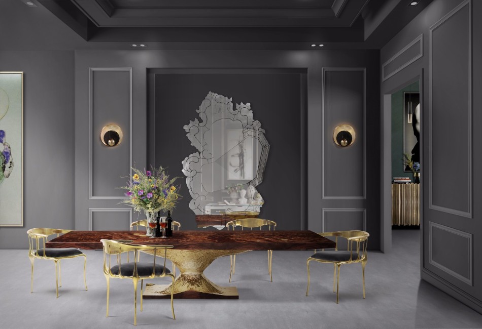 8 Luxury Wall Mirrors for Your Dining Room | www.bocadolobo.com #moderndiningtables #diningroom #diningarea #diningdesign #mirror #wallmirrors #interiordesign #exclusivedesign @moderndiningtables