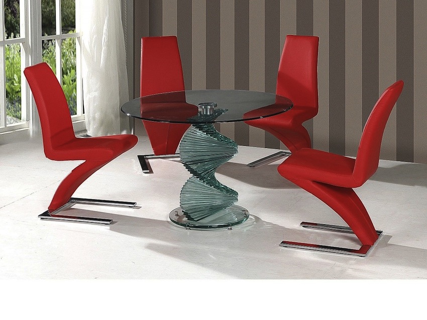 Red Accents Modern Dining Tables, Red Dining Room Table