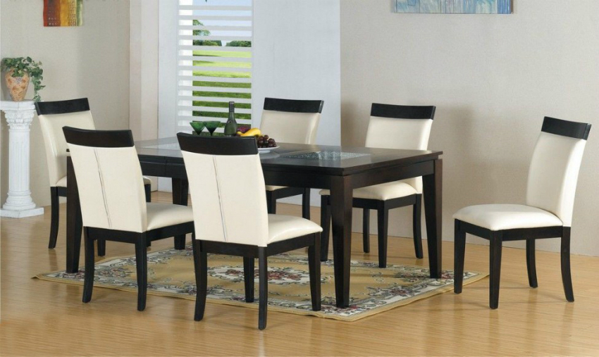 Sophisticated White Leather Dining Chairs, Dining Room Set With White Leather Chairs