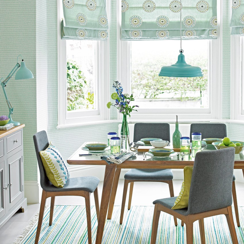 Dining Room In Minty Green Shades, Mint Green Dining Table And Chairs